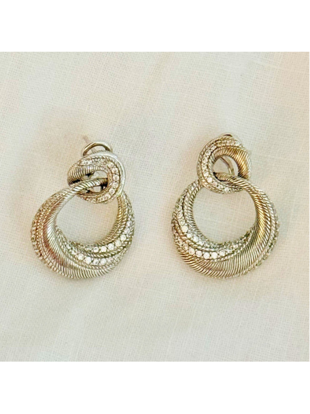 Judith Ripka 925 Sterling Silver Diamondique Front-Facing Hoop Earrings